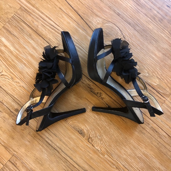 Platinum BP Black Satin Sandals - Picture 1 of 12